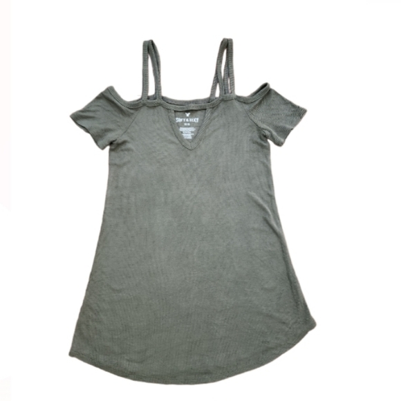 American Eagle Outfitters Tops - AMERICAN EAGLE SOFT & SEXY RIB OFF SHOULDER WITH STRAPS TOP SZ SMALL